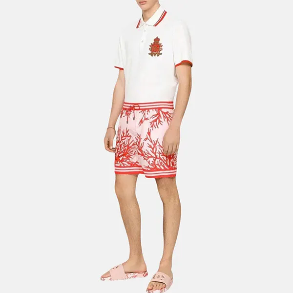 Áo Polo Nam Dolce & Gabbana D&G White Embroidered Crown G8OS1Z FU7EN W0111 Màu Trắng Size 46