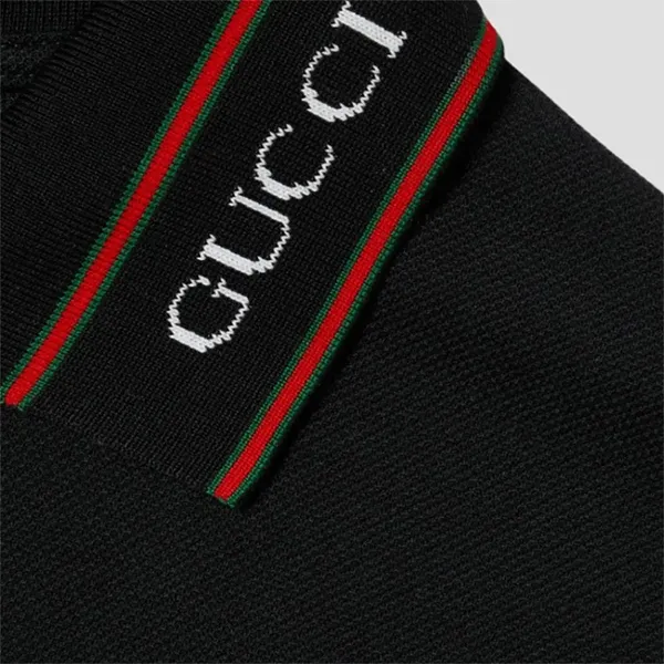 Áo Polo Nam Gucci Black With Logo Collar Printed Polo Shirt 784422 Màu Đen Size XS