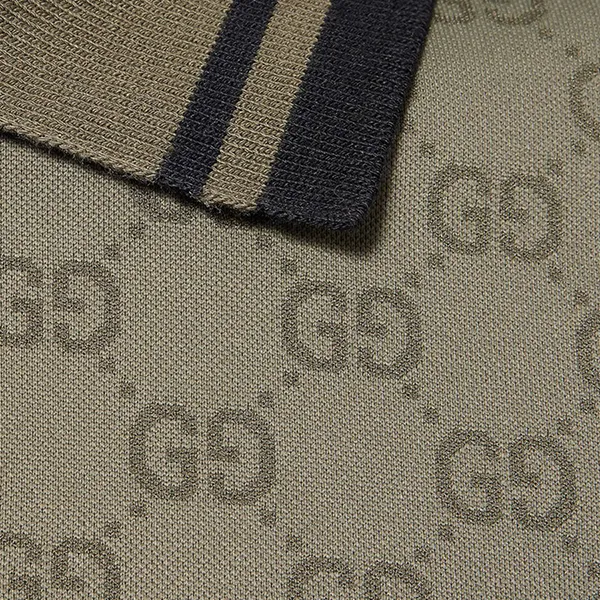 Áo Polo Nam Gucci Logo-Print Jacquard Woven Polo Top Màu Xanh Rêu Size XS