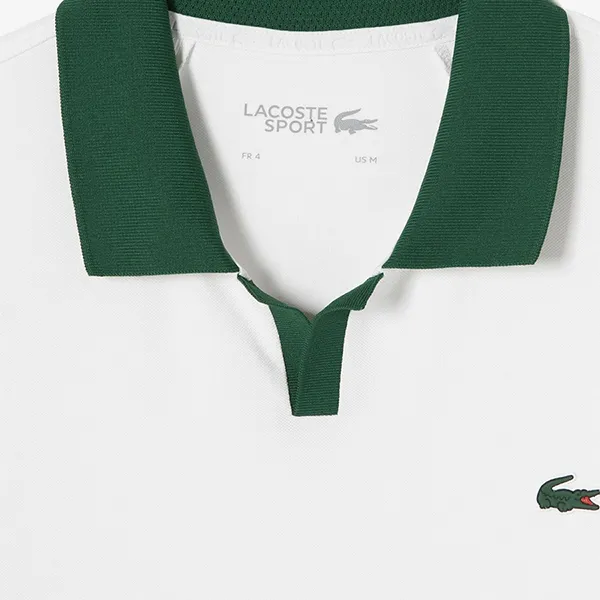 Áo Polo Nam Lacoste Men's Open Collar Tennis Polo Shirt DH951E-56G 70V Màu Trắng - Xanh Size 4