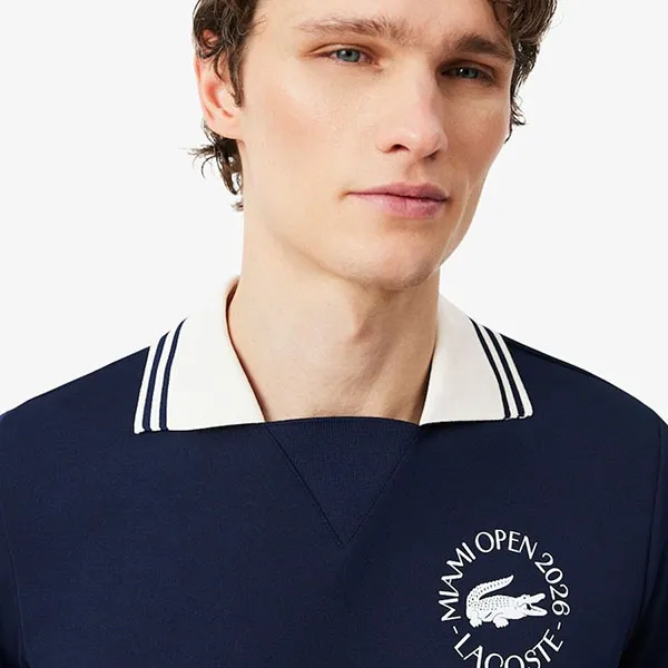 Áo Polo Nam Lacoste Miami Open Edition Ballboy Shirt Regular DH0434 - 166 Màu Xanh Đen Size 4