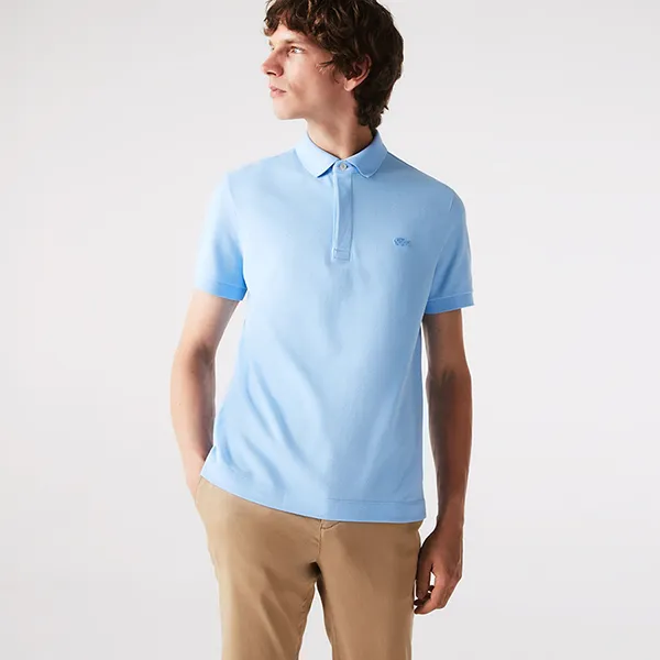 Áo Polo Nam Lacoste Regular Fit Trim Accent L.12.12 PH9875 - HBP Màu Xanh Nhạt Size 4
