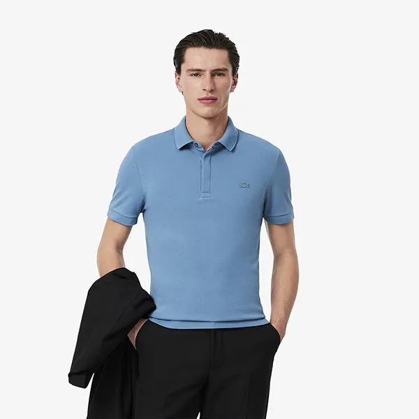 Áo Polo Nam Lacoste Regular Fit Paris Stretch Pique PH5522 HD9 Màu Xanh Dương Nhạt Size 3
