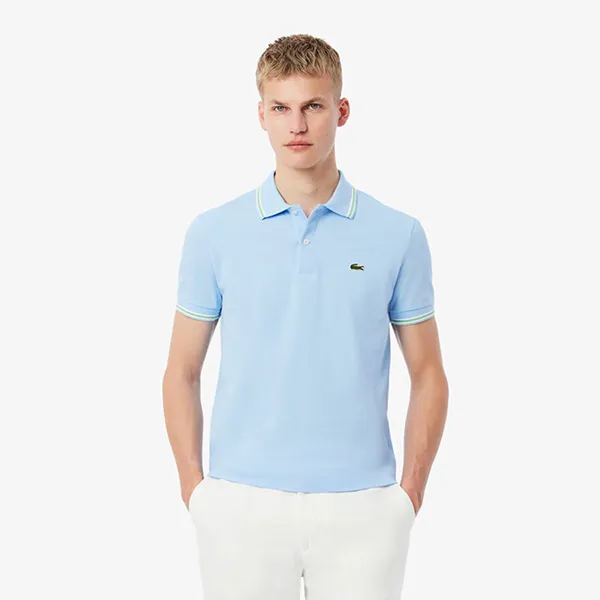 Áo Polo Nam Lacoste Regular Fit Trim Accent L.12.12 PH9875 - HBP Màu Xanh Nhạt Size 4