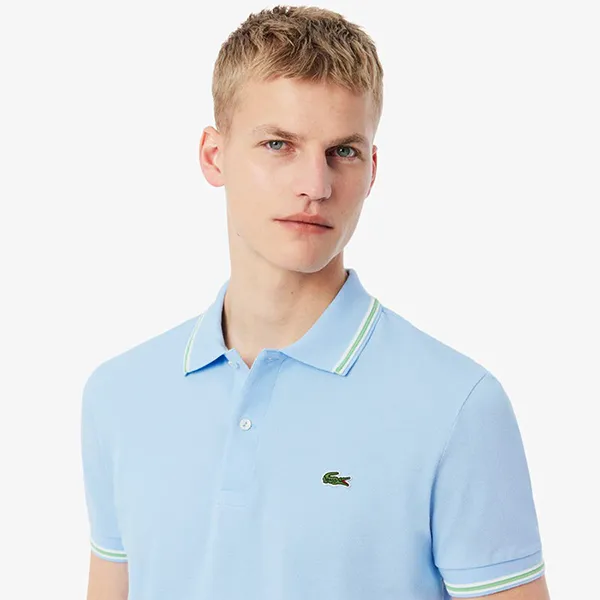 Áo Polo Nam Lacoste Regular Fit Trim Accent L.12.12 PH9875 - HBP Màu Xanh Nhạt Size 4