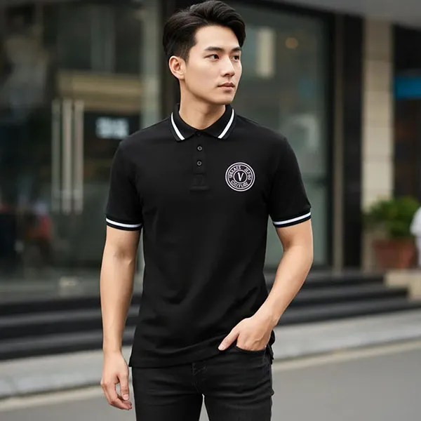 Áo Polo Nam Versace Jeans Couture In Black 76GAGT03 CJ01T 899 Màu Đen Size S