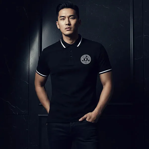 Áo Polo Nam Versace Jeans Couture In Black 76GAGT03 CJ01T 899 Màu Đen Size S