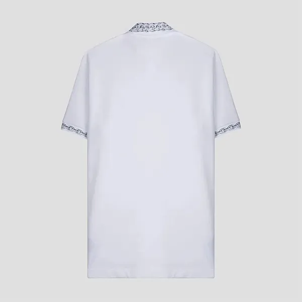 Áo Polo Nam Versace With Chain Pattern And Medusa Collar In White 1023085 Màu Trắng Size S