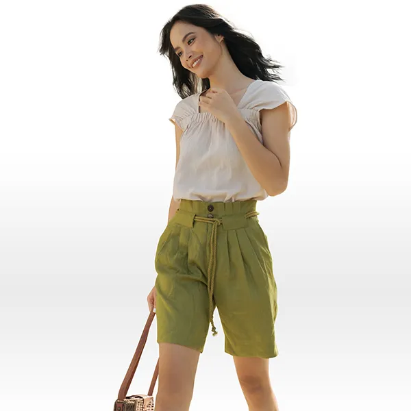 Áo Sơ Mi Cổ Vuông Nữ F2 Fashion & Freedom Linen Chu Du Phố AK389-K-S-0420 Màu Kem Size S