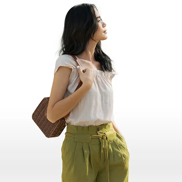 Áo Sơ Mi Cổ Vuông Nữ F2 Fashion & Freedom Linen Chu Du Phố AK389-K-S-0420 Màu Kem Size S