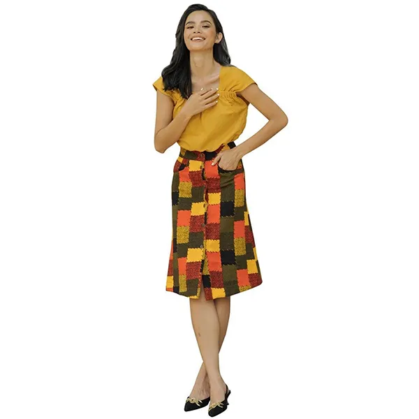 Áo Sơ Mi Cổ Vuông Nữ F2 Fashion & Freedom Linen Serect AK389-V-S-0520 Màu Vàng Size S