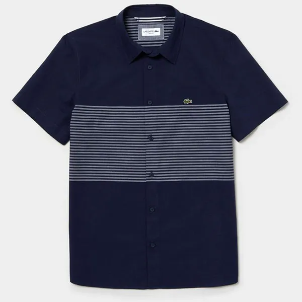 Áo Sơ Mi Cộc Tay Nam Lacoste Shirt CH4865-525 Màu Xanh Navy Size 40
