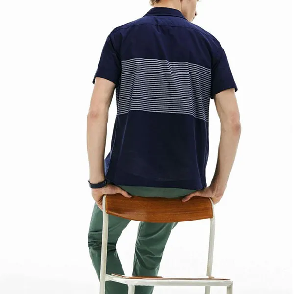 Áo Sơ Mi Cộc Tay Nam Lacoste Shirt CH4865-525 Màu Xanh Navy Size 40