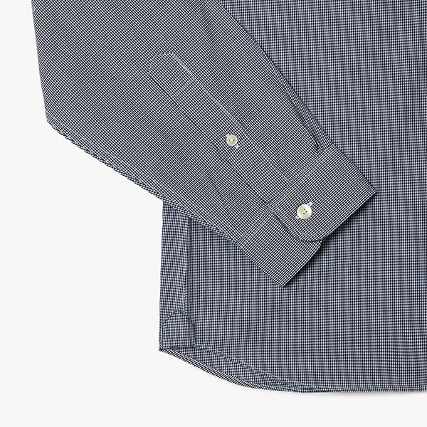 Áo Sơ Mi Dài Tay Nam Lacoste Men's Gingham Regular Fit Poplin Shirt CH5959 - 522 Màu Xám Size 38