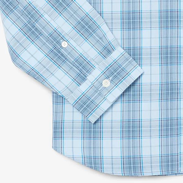 Áo Sơ Mi Dài Tay Nam Lacoste Men's Slim Fit Stretch Plaid Shirt CH3745 - CI0 Màu Xanh Nhạt Size 38