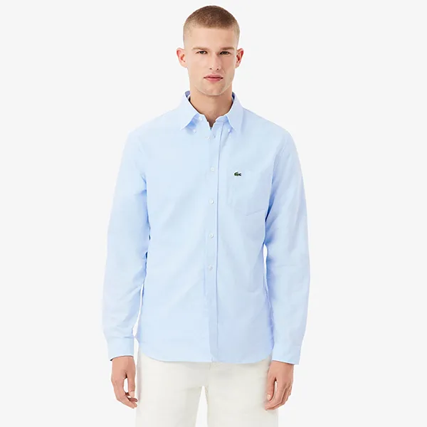 Áo Sơ Mi Dài Tay Nam Lacoste Regular Fit Long Sleeve Oxford Shirt CH6372 - F6Z Màu Xanh Nhạt Size 39