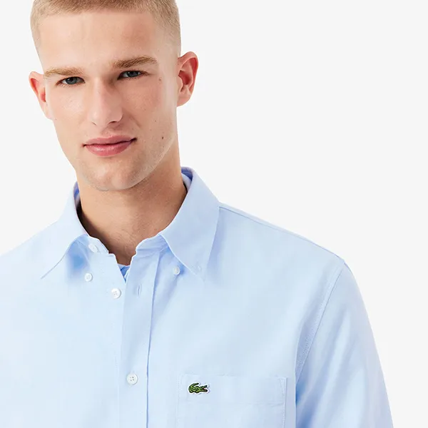 Áo Sơ Mi Dài Tay Nam Lacoste Regular Fit Long Sleeve Oxford Shirt CH6372 - F6Z Màu Xanh Nhạt Size 39