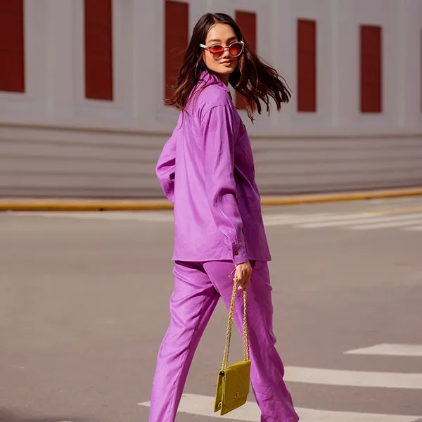 Áo Sơ Mi Kiểu Nữ F2 Fashion & Freedom Linen Autumn Charm AK538-TÍM-S-0822 Màu Tím Size S