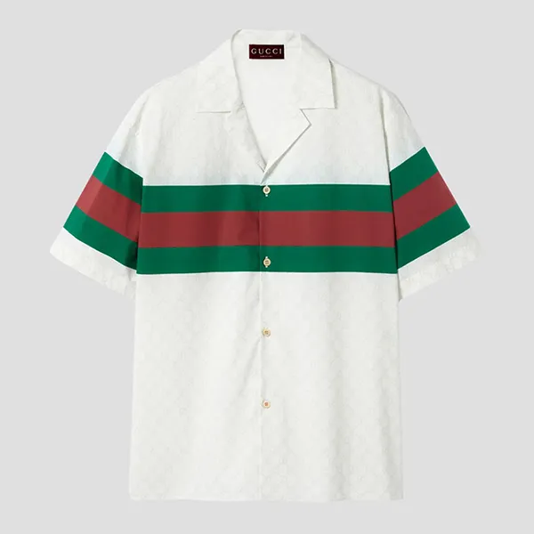 Áo Sơ Mi Nam Gucci Cotton Bowling In White 791771 ZAQOR 9669 Màu Trắng Size 44