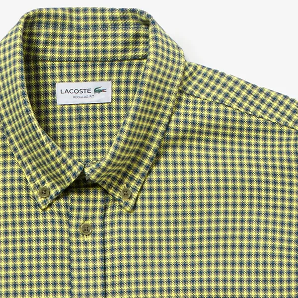 Áo Sơ Mi Nam Lacoste Flannel Check Button Down Shirt CH7219 IC3 Màu Xanh Khaki Size 38