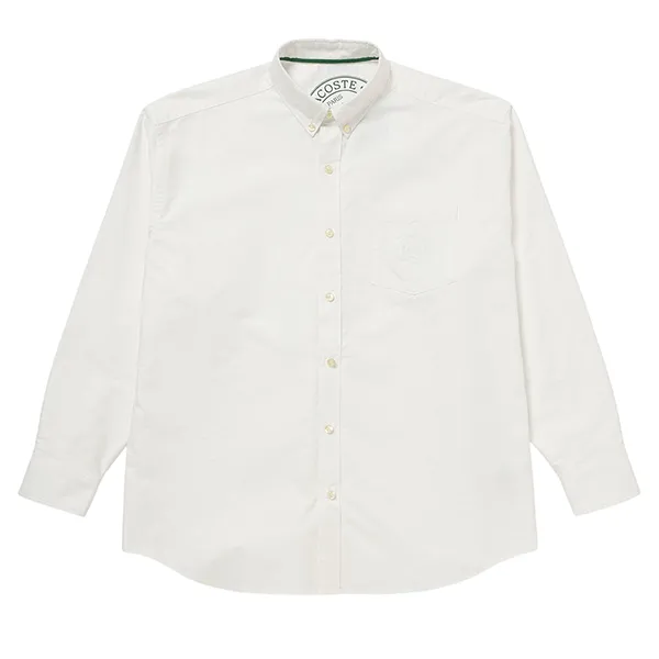 Áo Sơ Mi Nam Lacoste Heavyweight Oversized Washed Oxford Button Down Long Sleeve Shirt CH9342 001 Màu Trắng Size 39