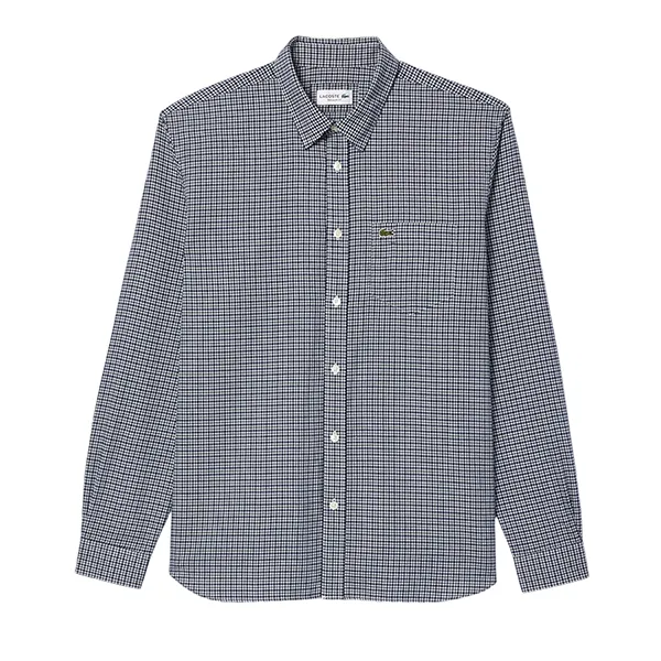 Áo Sơ Mi Nam Lacoste Men's Loose Fit Checked Shirt With Chest Pocket CH7548 KG2 Màu Xanh Navy Size 39