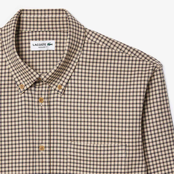 Áo Sơ Mi Nam Lacoste Men's Loose Fit Striped Shirt CH7219 - 2UG Màu Be Size 39