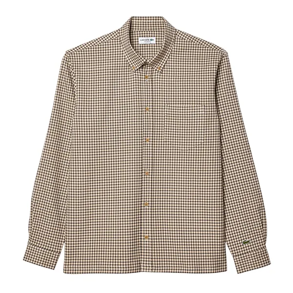 Áo Sơ Mi Nam Lacoste Men's Loose Fit Striped Shirt CH7219 - 2UG Màu Be Size 39