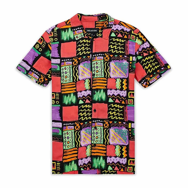 Áo Sơ Mi Nam Reason Multi A1-117 Adjust Allover Print Short Sleeve Shirt Phối Màu Size XS