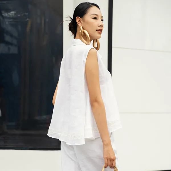 Áo Sơ Mi Kiểu Nữ F2 Fashion & Freedom Linen AK591-T-S-0723 Màu Trắng Size S