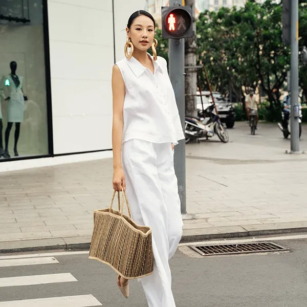 Áo Sơ Mi Kiểu Nữ F2 Fashion & Freedom Linen AK591-T-S-0723 Màu Trắng Size S