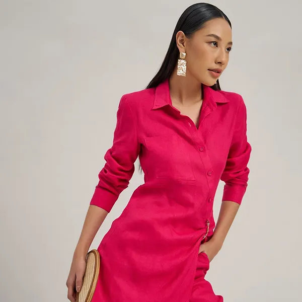 Áo Sơ Mi Nữ F2 Fashion & Freedom Linen Autumn Charm AK533-HS-S-0822 Màu Hồng Sen Size S