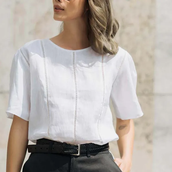 Áo Sơ Mi Nữ F2 Fashion & Freedom Linen Back To Work AK383-TR-S-0420 Màu Trắng Size S