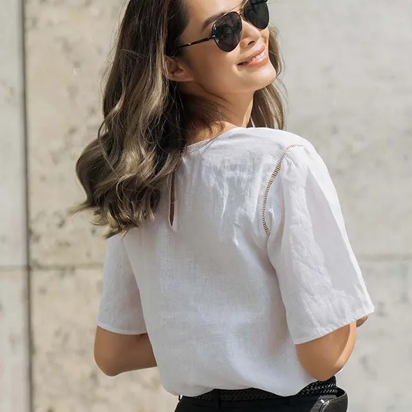 Áo Sơ Mi Nữ F2 Fashion & Freedom Linen Back To Work AK383-TR-S-0420 Màu Trắng Size S
