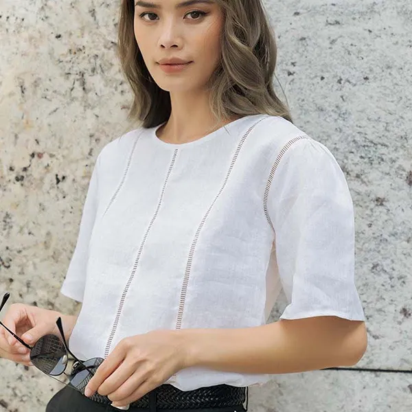 Áo Sơ Mi Nữ F2 Fashion & Freedom Linen Back To Work AK383-TR-S-0420 Màu Trắng Size S