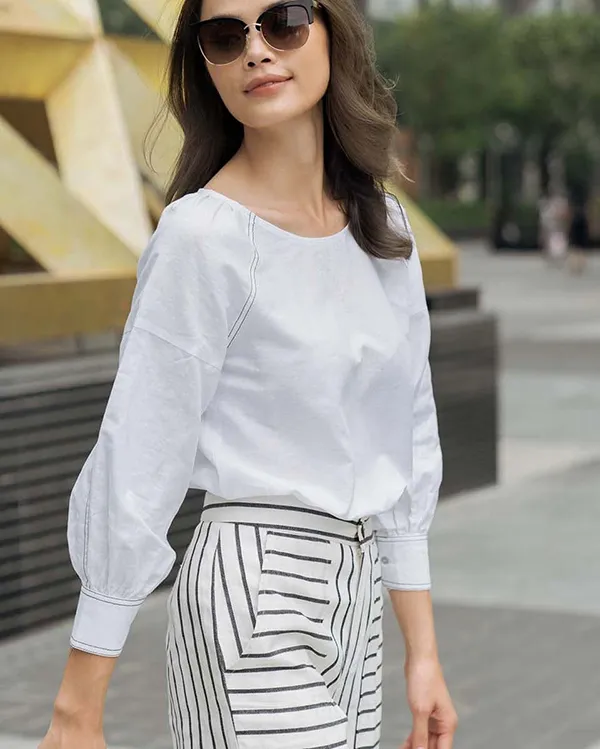 Áo Sơ Mi Nữ F2 Fashion & Freedom Linen Back To Work AK385-T-S-0420 Màu Trắng Size S