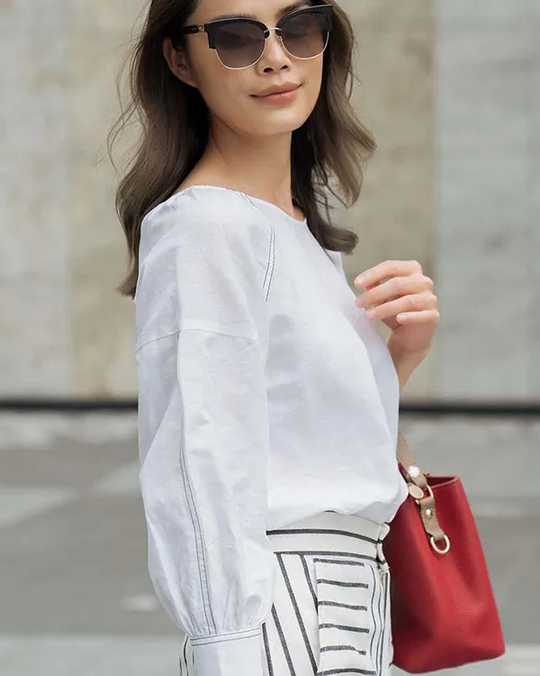 Áo Sơ Mi Nữ F2 Fashion & Freedom Linen Back To Work AK385-T-S-0420 Màu Trắng Size S