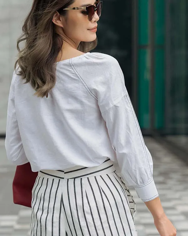 Áo Sơ Mi Nữ F2 Fashion & Freedom Linen Back To Work AK385-T-S-0420 Màu Trắng Size S