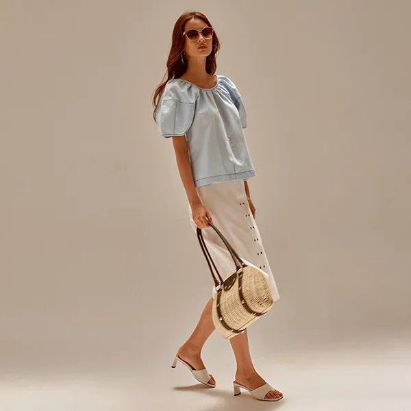 Áo Sơ Mi Nữ F2 Fashion & Freedom Linen Becoming Unveil AK469-XCN-S-0721 Màu Xanh Nhạt Size S