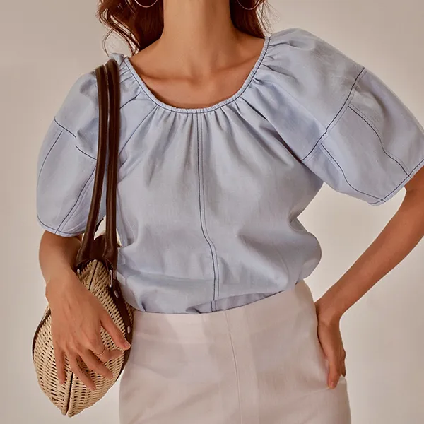 Áo Sơ Mi Nữ F2 Fashion & Freedom Linen Becoming Unveil AK469-XCN-S-0721 Màu Xanh Nhạt Size S