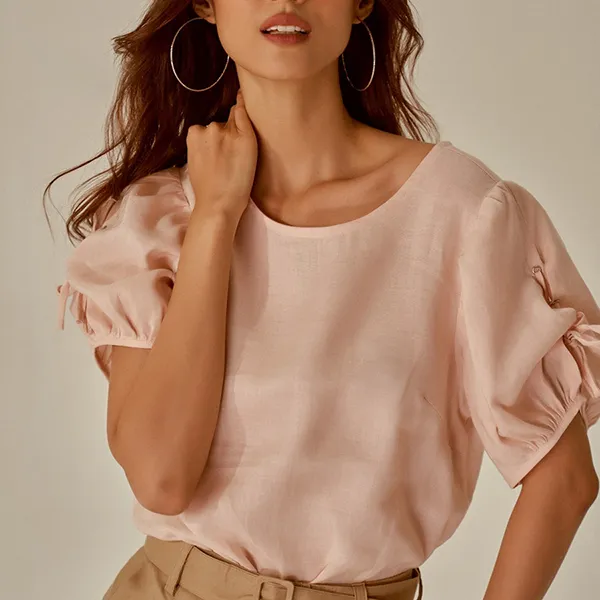Áo Sơ Mi Nữ F2 Fashion & Freedom Linen Becoming Unveil AK473-HP-S-0721 Màu Hồng Phấn Size S