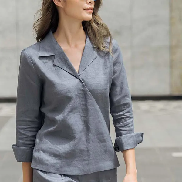 Áo Sơ Mi Nữ F2 Fashion & Freedom Linen Chu Du Phố AK384-XD-S-0420 Màu Xám Size S