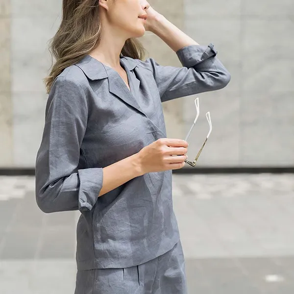 Áo Sơ Mi Nữ F2 Fashion & Freedom Linen Chu Du Phố AK384-XD-S-0420 Màu Xám Size S