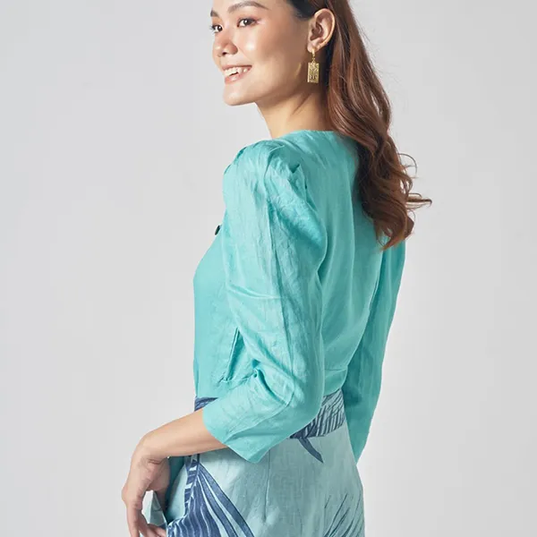 Áo Sơ Mi Nữ F2 Fashion & Freedom Linen Smart Casual AK440-X-S-0221 Màu Xanh Ngọc Size S