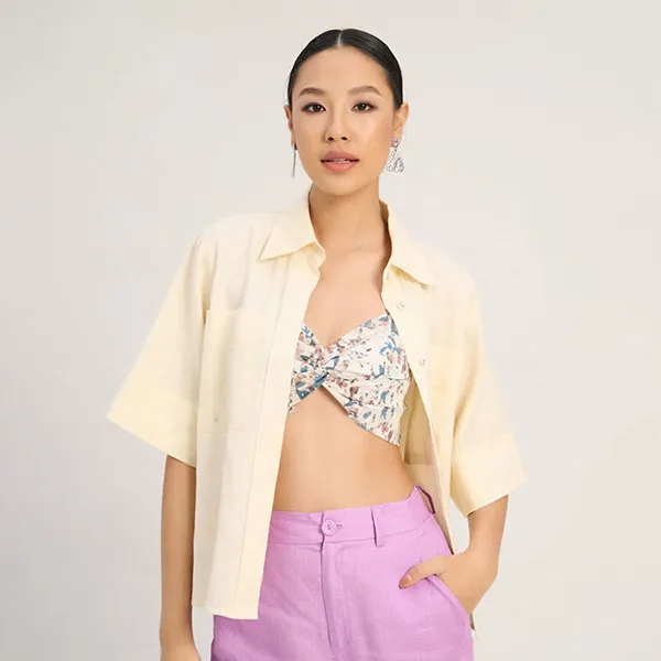 Áo Sơ Mi Nữ F2 Fashion & Freedom Linen The Art Of Styling AK609-V-S-0923 Màu Vàng Size S