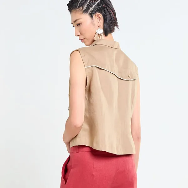 Áo Sơ Mi Nữ F2 Fashion & Freedom Tender Drit AK654-NN-S-0525 Màu Nâu Nhạt Size S