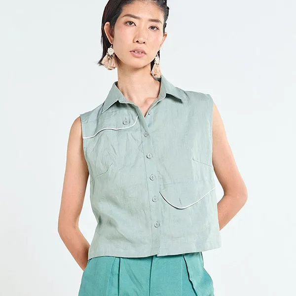 Áo Sơ Mi Nữ F2 Fashion & Freedom Tender Drit AK654-XVD-S-0525 Màu Xanh Ngọc Nhạt Size S