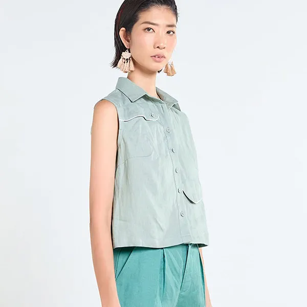 Áo Sơ Mi Nữ F2 Fashion & Freedom Tender Drit AK654-XVD-S-0525 Màu Xanh Ngọc Nhạt Size S