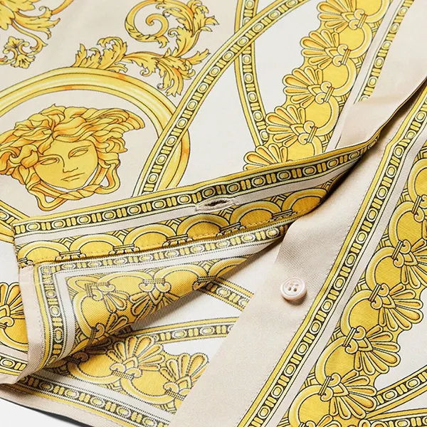 Áo Sơ Mi Nữ Versace 'Barocco' Print Silk Light Beige/Gold-tone 1001360 1A11528 5K520 Màu Vàng Size 40