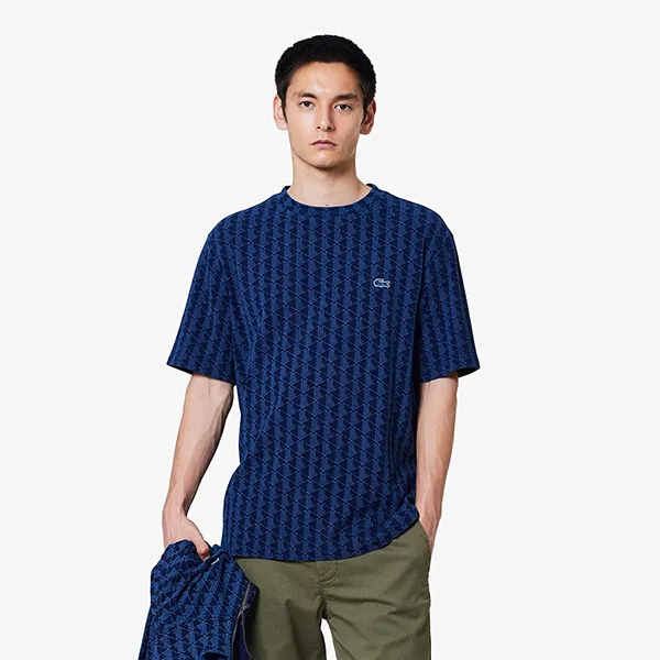 Áo Thun Nam Lacoste Indigo Pique Knit T-Shirt TH2787 - 2GF Màu Xanh Dương Size 3